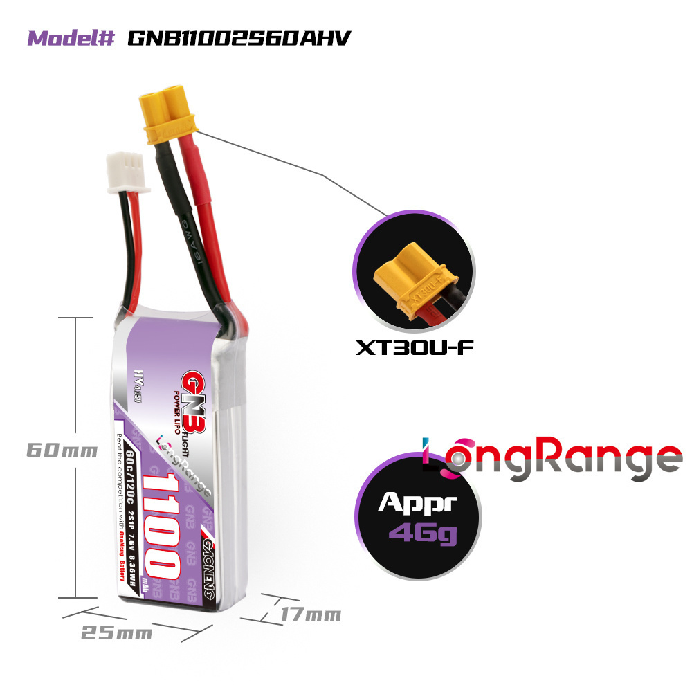 GNB 1100mAh 2S 3S 4S 6S 60C/12 - Lipo Battery 6S recensie en prijs
